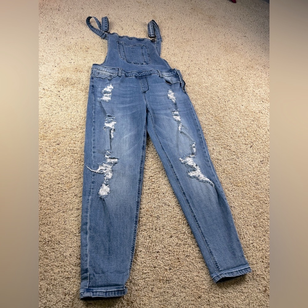 XL Nature Overalls Skinny Jeans Distressed Light Wash